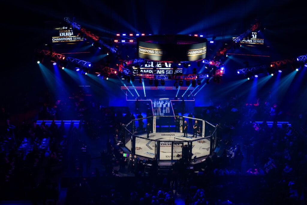 An aerial shot of the octagon at PFL