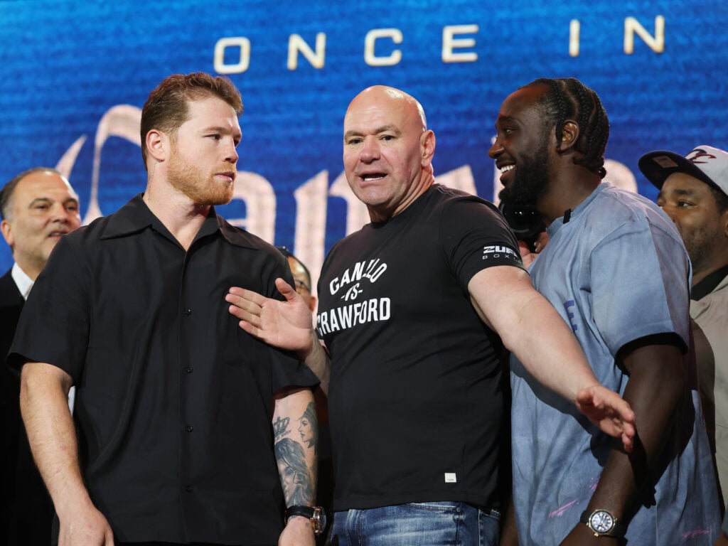 Dana White steps in the middle of Canelo Alvarez and Terence Crawford