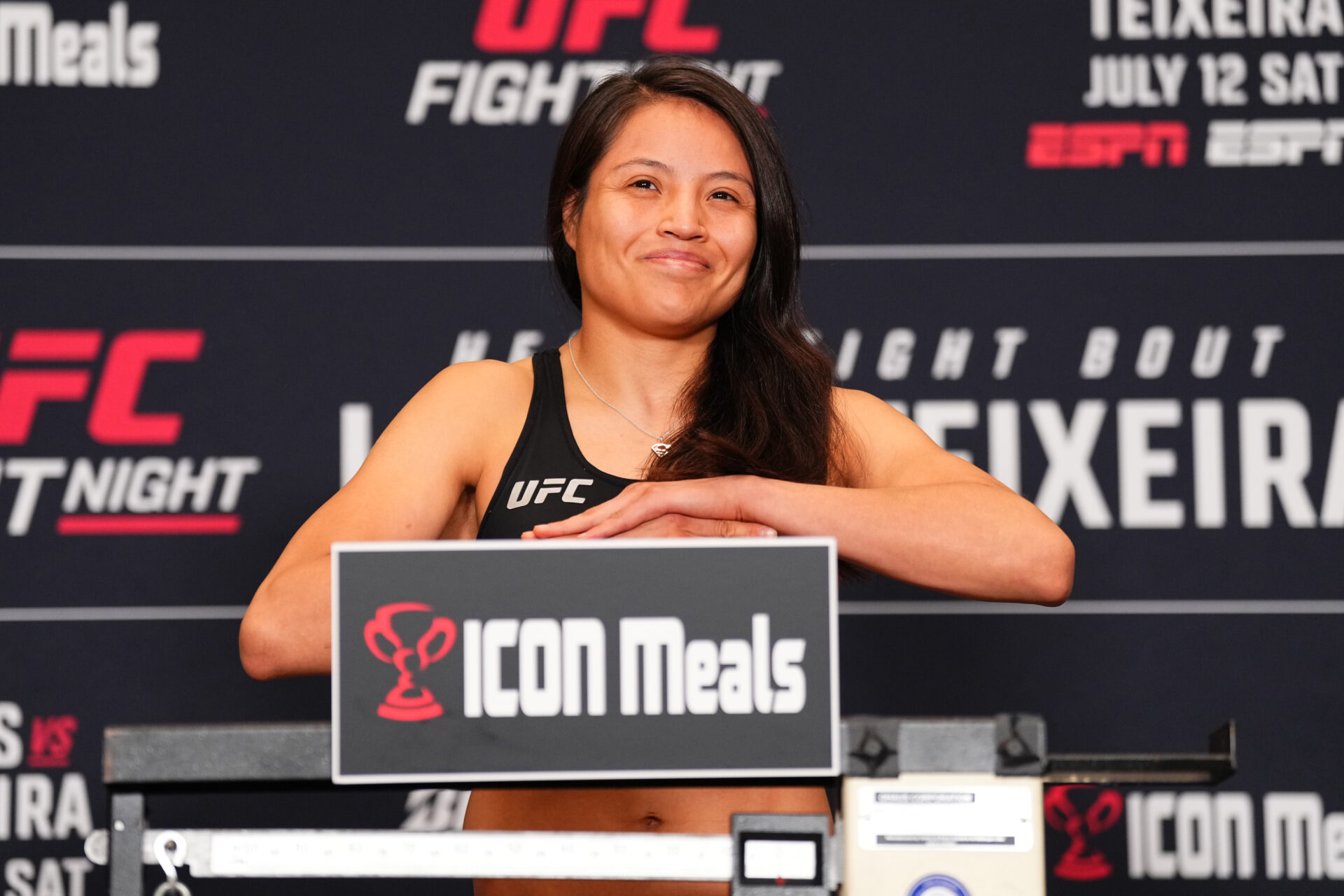Melissa Martinez poses at UFC Nashville weigh-in