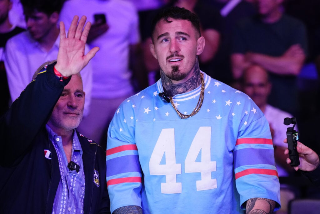 Tom Aspinall and Andy Aspinall in the crowd at UFC Paris