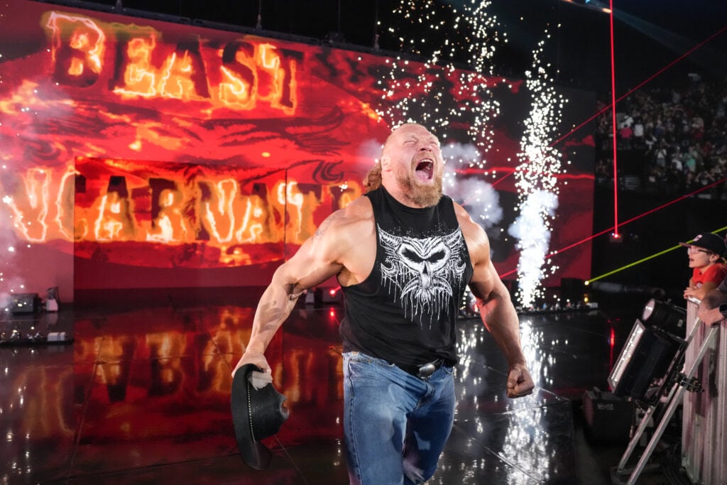 Brock Lesnar walking out at SmackDown event