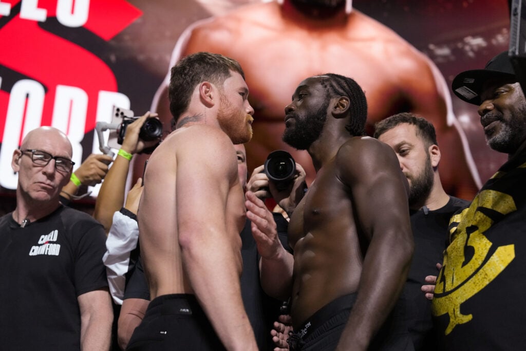 Canelo Alvarez and Terence Crawford face off at ceremonial weigh-ins