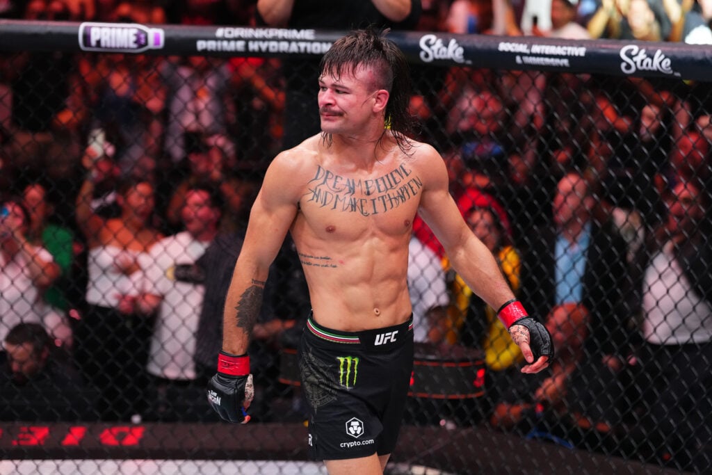 Diego Lopes in the UFC Octagon following win over Jean Silva