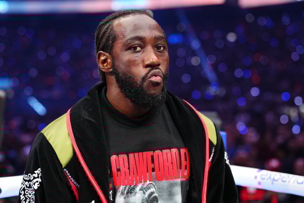 Terence Crawford stands in the ring before his undisputed super middleweight title fight with Canelo Alvarez in September, 2025.