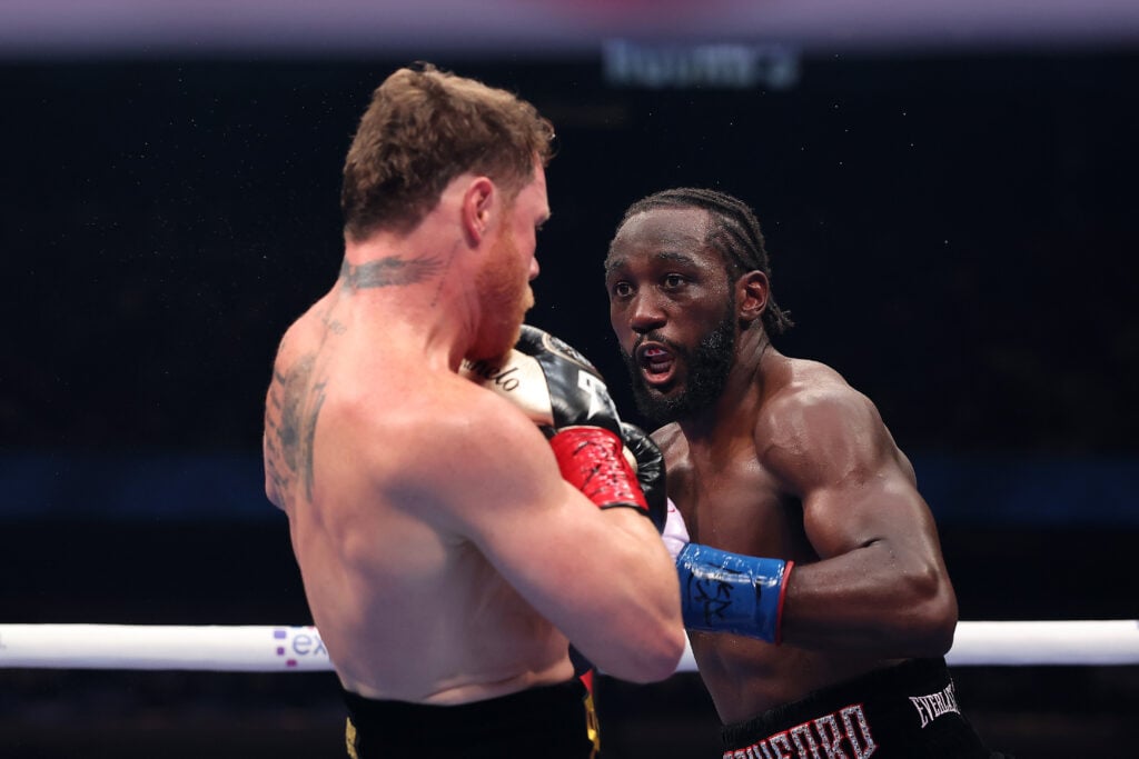 Canelo Alvarez and Terence Crawford during their undisputed super middleweight title fight