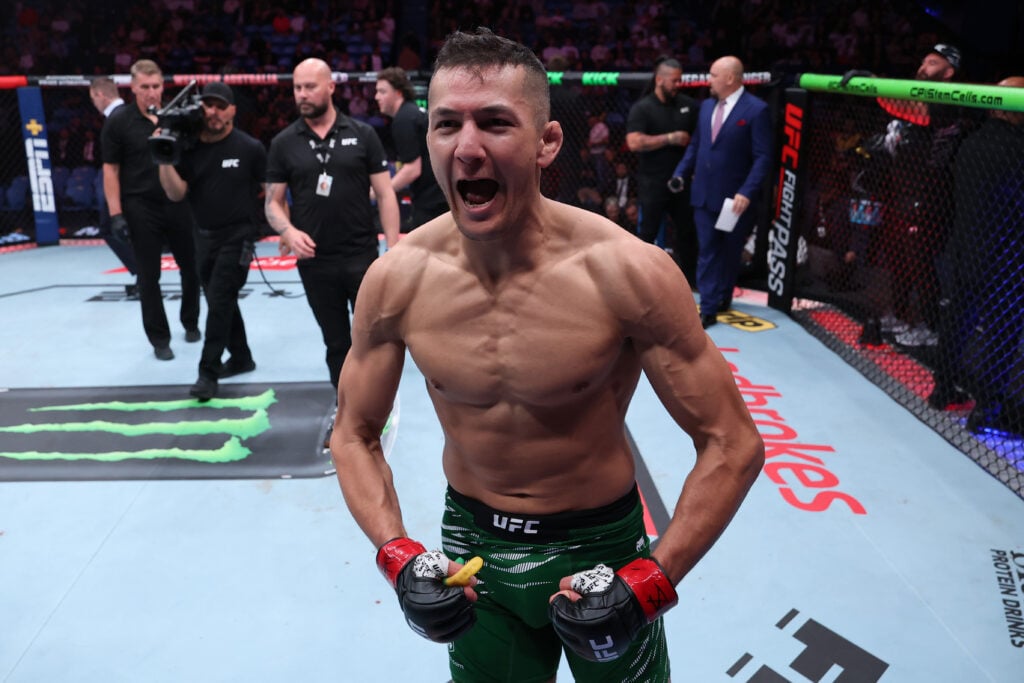 Cam Rowston celebrates after beating Andre Petroski at UFC Perth