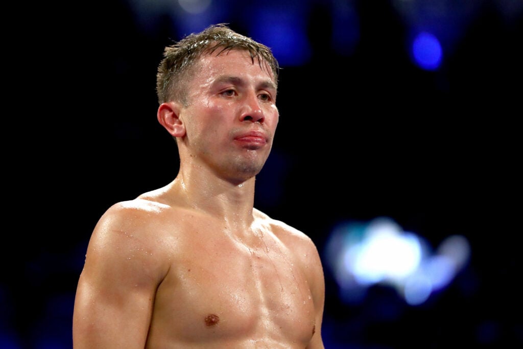 Gennady Golovkin in the ring ahead of his middleweight title fight with Canelo Alvarez in September, 2022