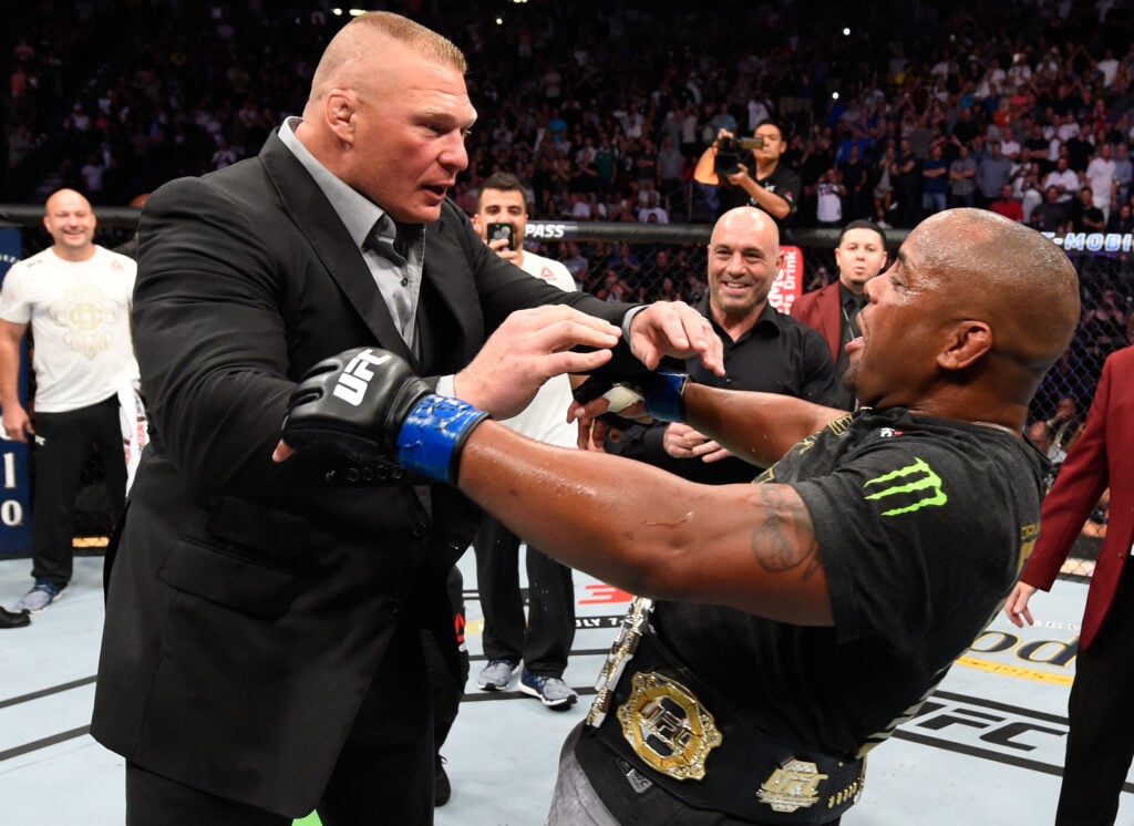 Brock Lesnar shoves Daniel Cormier at UFC 226