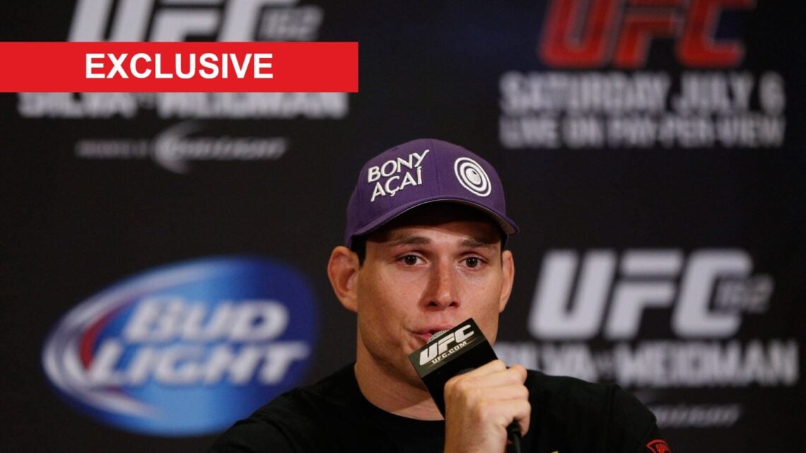 Roger Gracie at UFC 162 Press Conference with exclusive label
