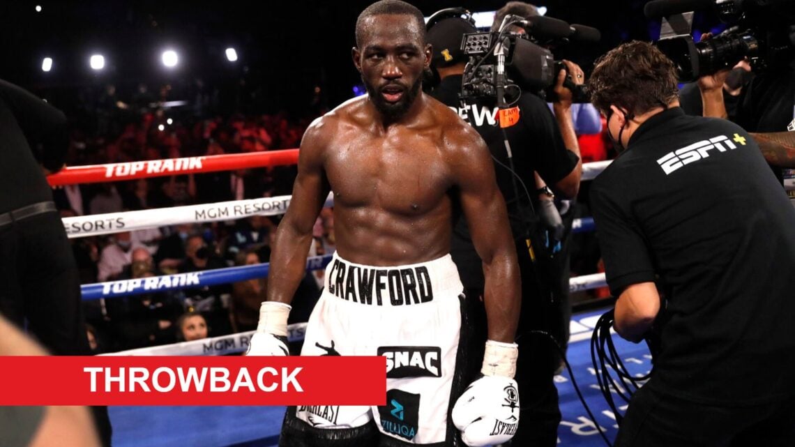 Terence Crawford after beating Shawn Porter with throwback label