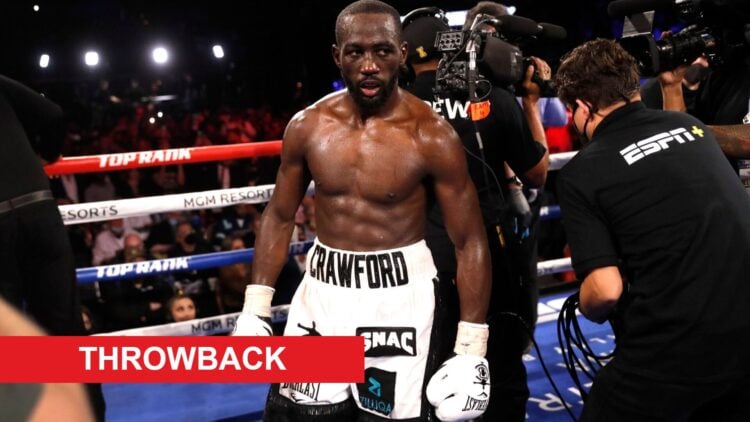 Terence Crawford after beating Shawn Porter with throwback label