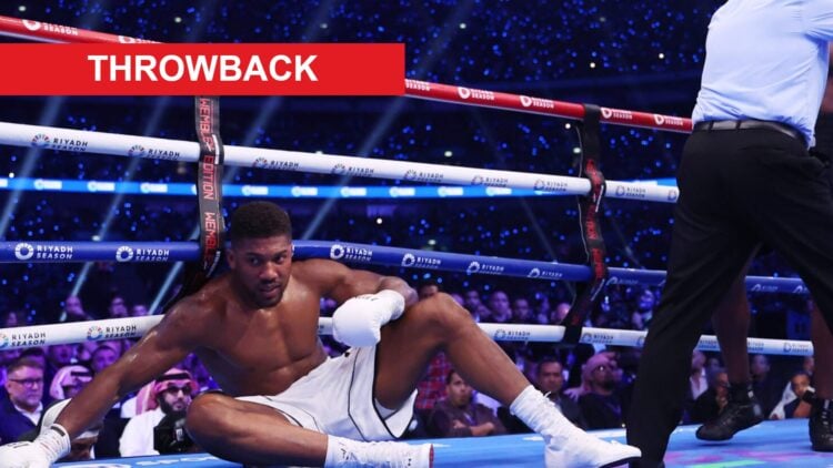 Anthony Joshua is knocked to the ground by Daniel Dubois