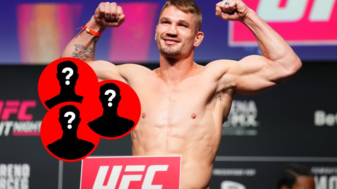 Austin Hubbard at UFC weigh-in, with three mystery insets
