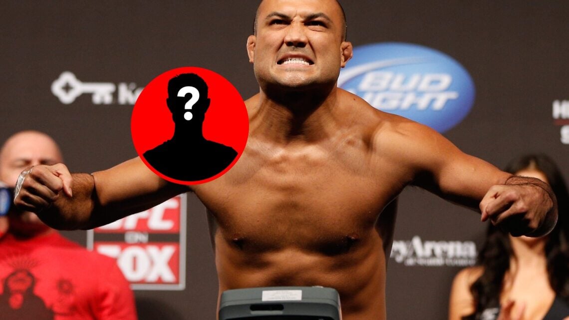 BJ Penn at UFC on FOX 5 weigh-in, with mystery inset
