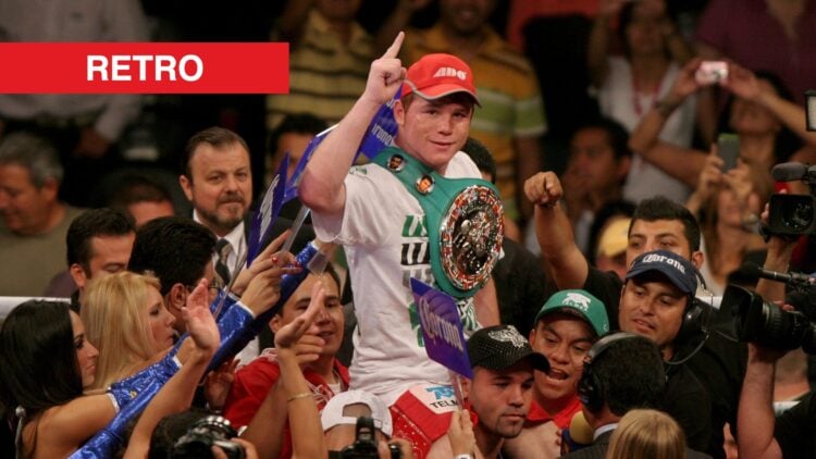 Canelo Alvarez celebrates his win over Luciano Cuello