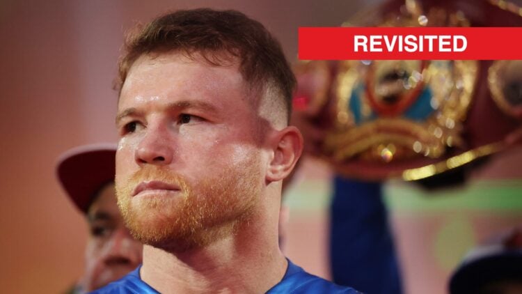 Canelo Alvarez walks to the ring ahead of his fight with William Scull.