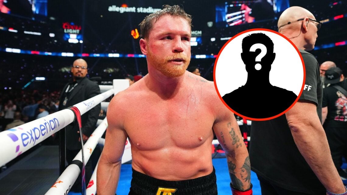 Center: Canelo Alvarez in the ring after his undisputed super middleweight title fight with Terence Crawford in September, 2025. Insert: Mystery Fi...
