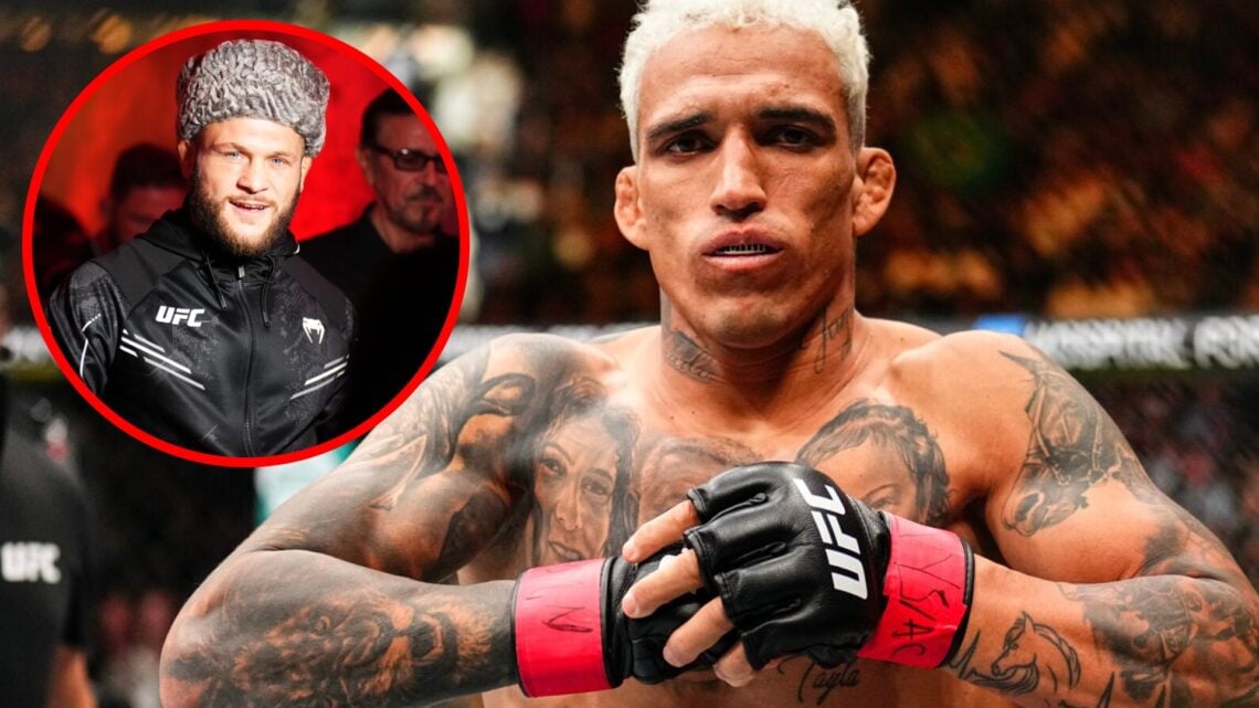 Charles Oliveira prepares to face Michael Chandler at UFC 309, inset Rafael Fiziev walks to the Octagon to face Mateusz Gamrot at the UFC Apex