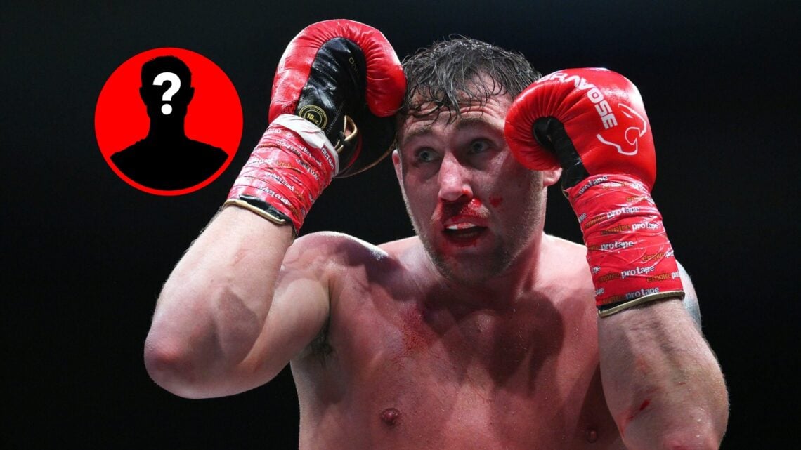 Darren Till with his gloves up in the boxing ring, with mystery inset