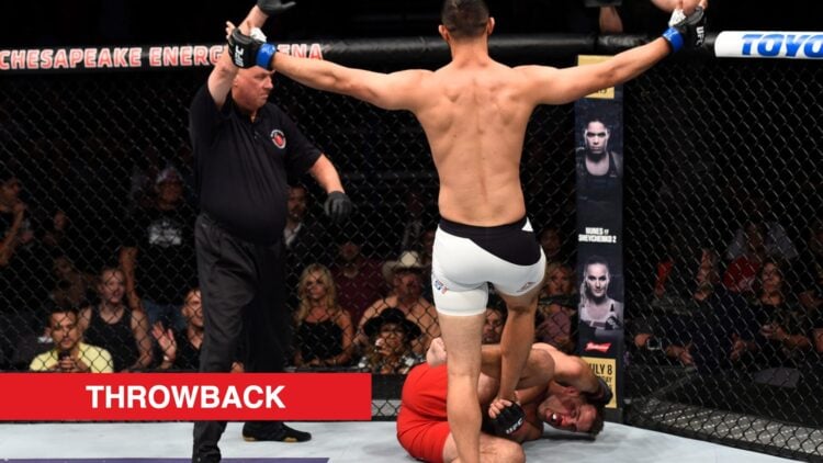 Dominick Reyes celebrates after knocking out Joachim Christensen in their fight at UFC Oklahoma City