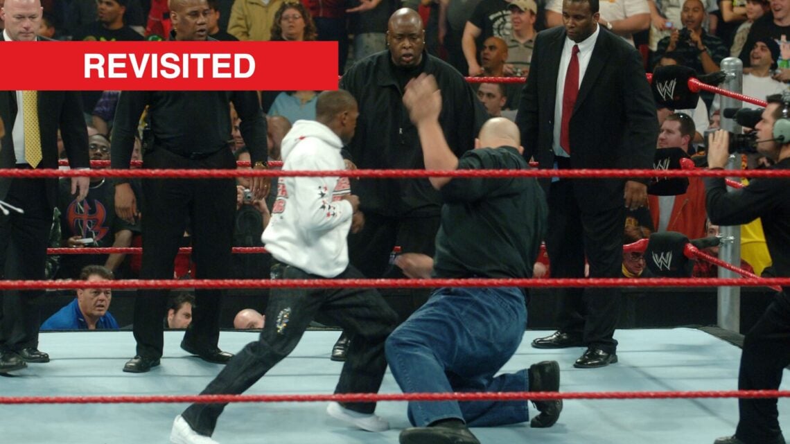 Big Show falls to the floor after being punched by Floyd Mayweather at No Way Out 2008