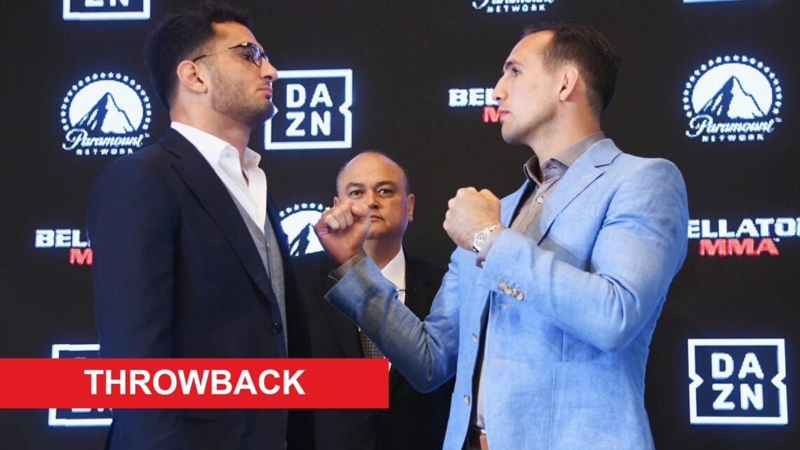 Gegard Mousasi and Rory MacDonald face off ahead of Bellator 206, inset throwback banner