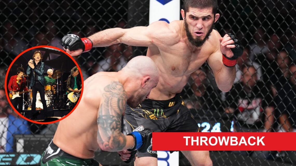 Islam Makhachev swings at Alexander Volkanovski at UFC 284 with an insert of The Rolling Stones Perform Live In Adelaide in 2014