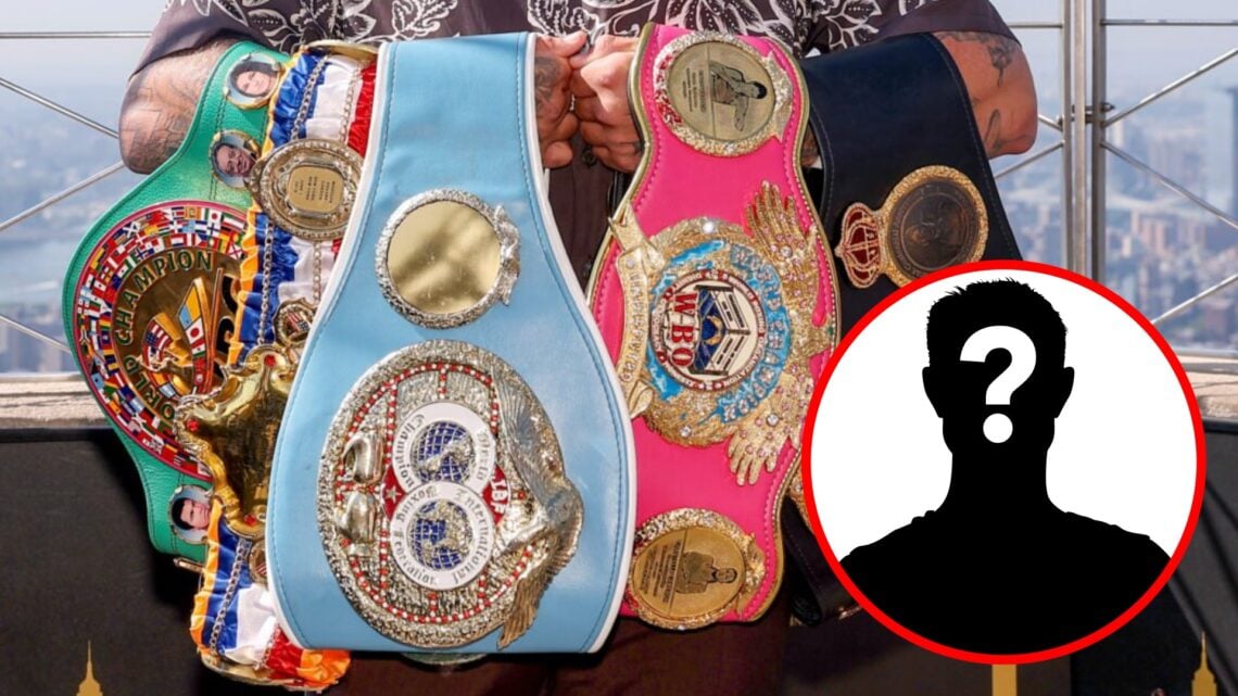 Jake Paul holds multiple world titles while promoting Katie Taylor vs. Amanda Serrano 3, inset mystery icon