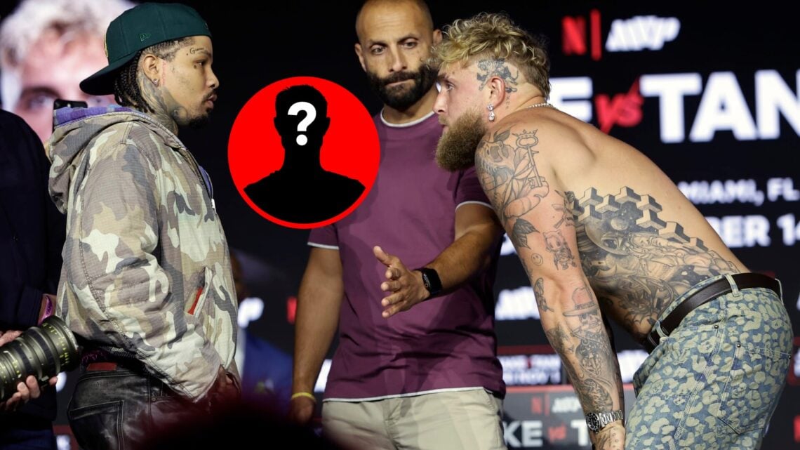 Jake Paul faces off with Gervonta Davis, with mystery inset