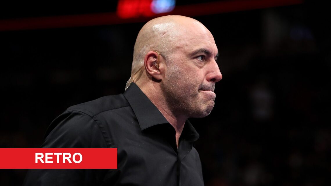 Joe Rogan in the Octagon at UFC 225 in Chicago, Illinois in June, 2018.