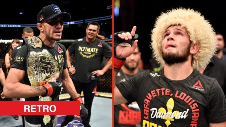 Khabib Nurmagomedov following UFC 242 win over Dustin Poirier split with Tony Ferguson following UFC 216 win