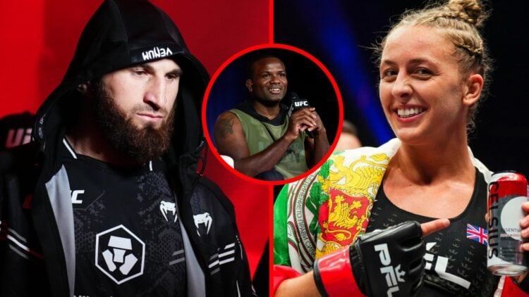 Magomed Ankalaev walks out for his rematch with Johnny Walker, Dakota Ditcheva celebrates beating Chelsea Hackett, inset of Din Thomas