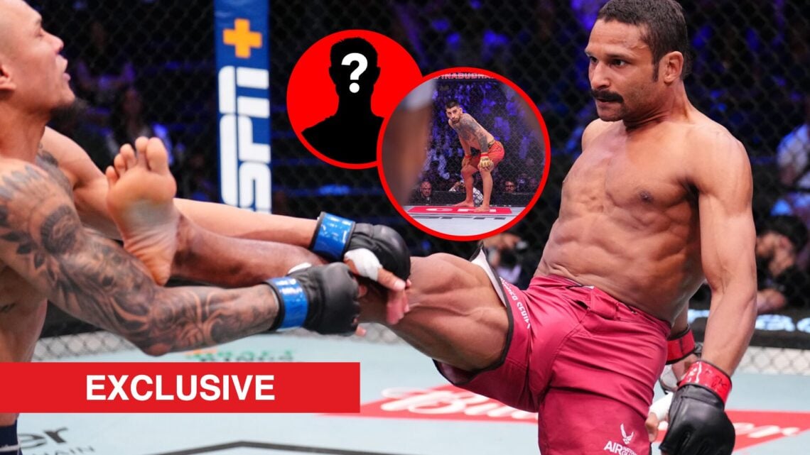 Mandel Nallo kicking Samuel Silva in the face on Contender Series, Ilia Topuria at UFC 308, mystery inset, exclusive label