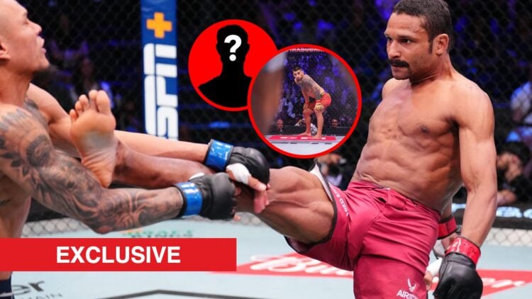 Mandel Nallo kicking Samuel Silva in the face on Contender Series, Ilia Topuria at UFC 308, mystery inset, exclusive label