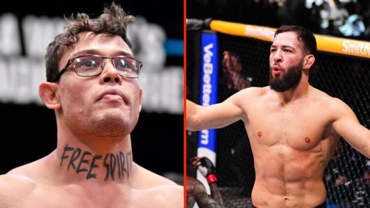 Nassourdine Imavov celebrates after finishing Israel Adesanya at UFC Saudi Arabia and Caio Borralho enters the Octagon for his fight on Dana White'...