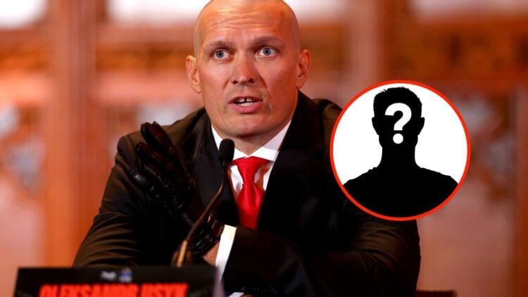 Center: Oleksandr Usyk attends a press conference ahead of his undisputed heavyweight title rematch with Tyson Fury in December, 2024. Insert: Myst...