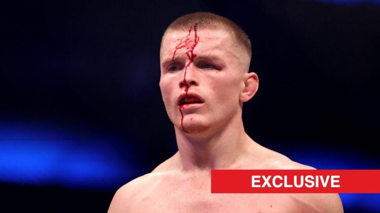 Paul Hughes bleeding during a PFL MMA fight