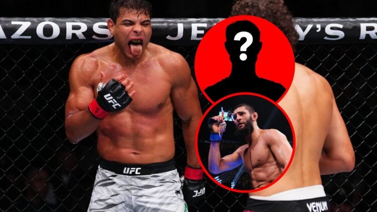 Paulo Costa at UFC 318, with mystery inset, inset of Khamzat Chimaev at UFC 294