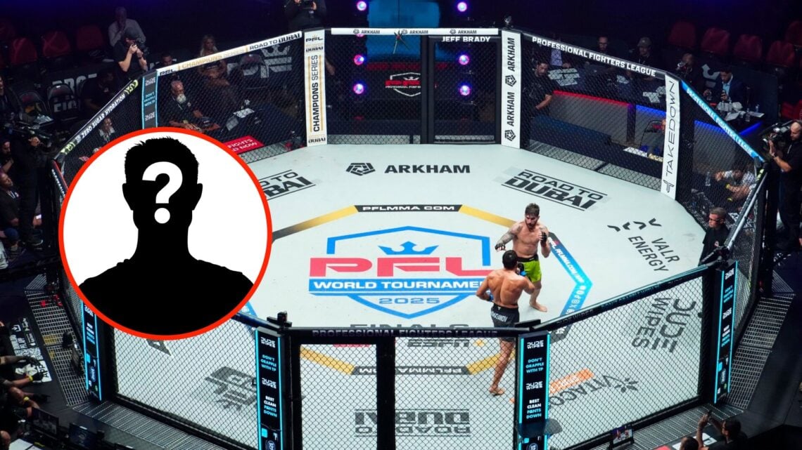 A shot of the PFL ring at the PFL World Tournament with a mystery insert