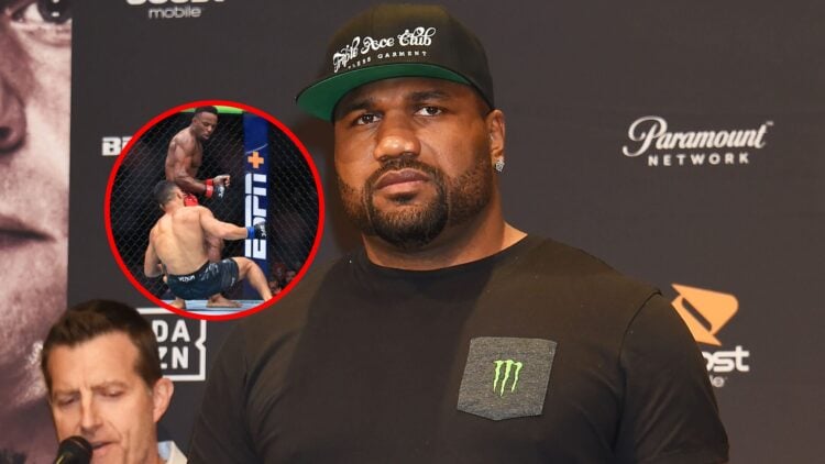 Rampage Jackson at Bellator event, Lerone Murphy hitting Aaron Pico with an elbow at UFC 319