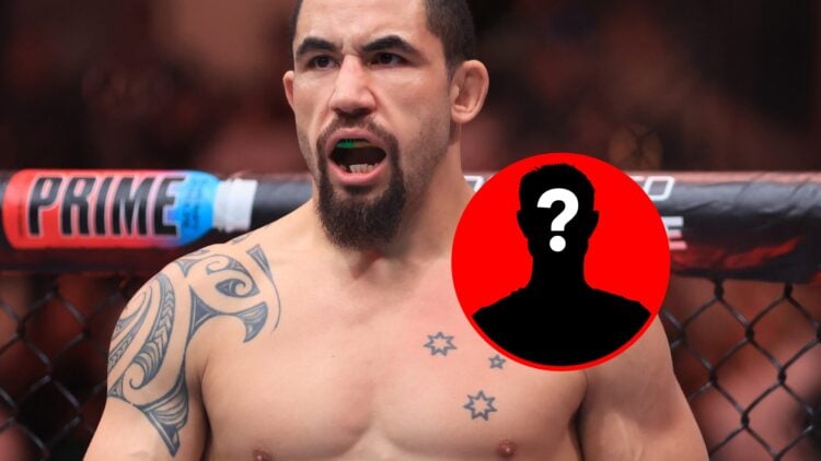 Robert Whittaker in the UFC Octagon, with mystery inset