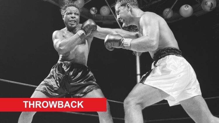 Rocky Marciano and Archie Moore trade punches in 1955
