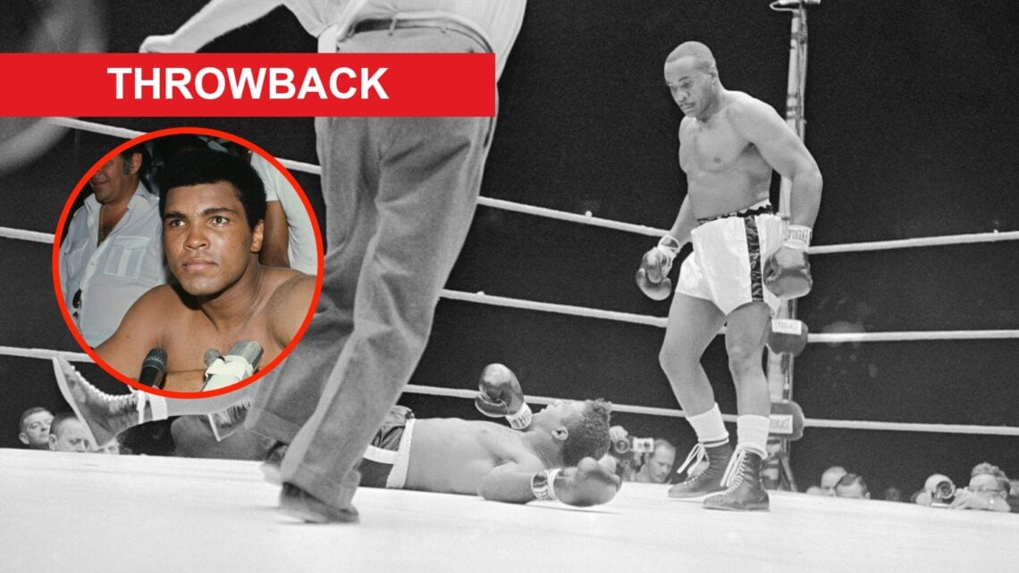Sonny Liston Watches Floyd Patterson Fall to the mat with an overlay of Muhammad Ali