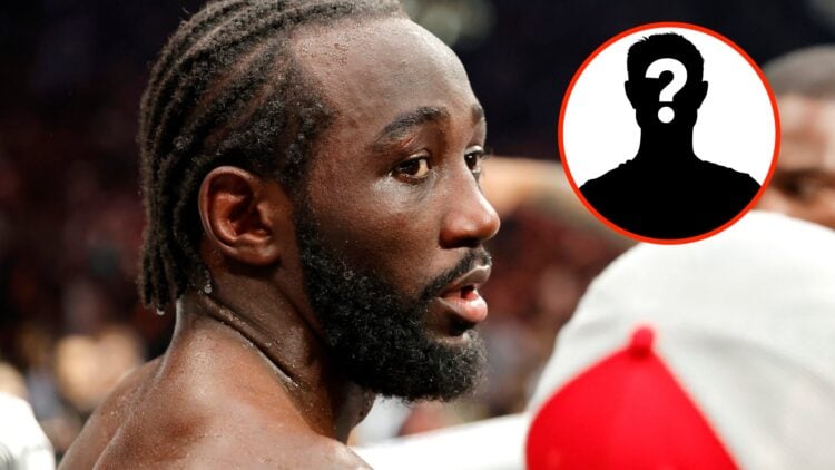 Terence Crawford following his win over Canelo Alvarez with an insert of a mystery fighter
