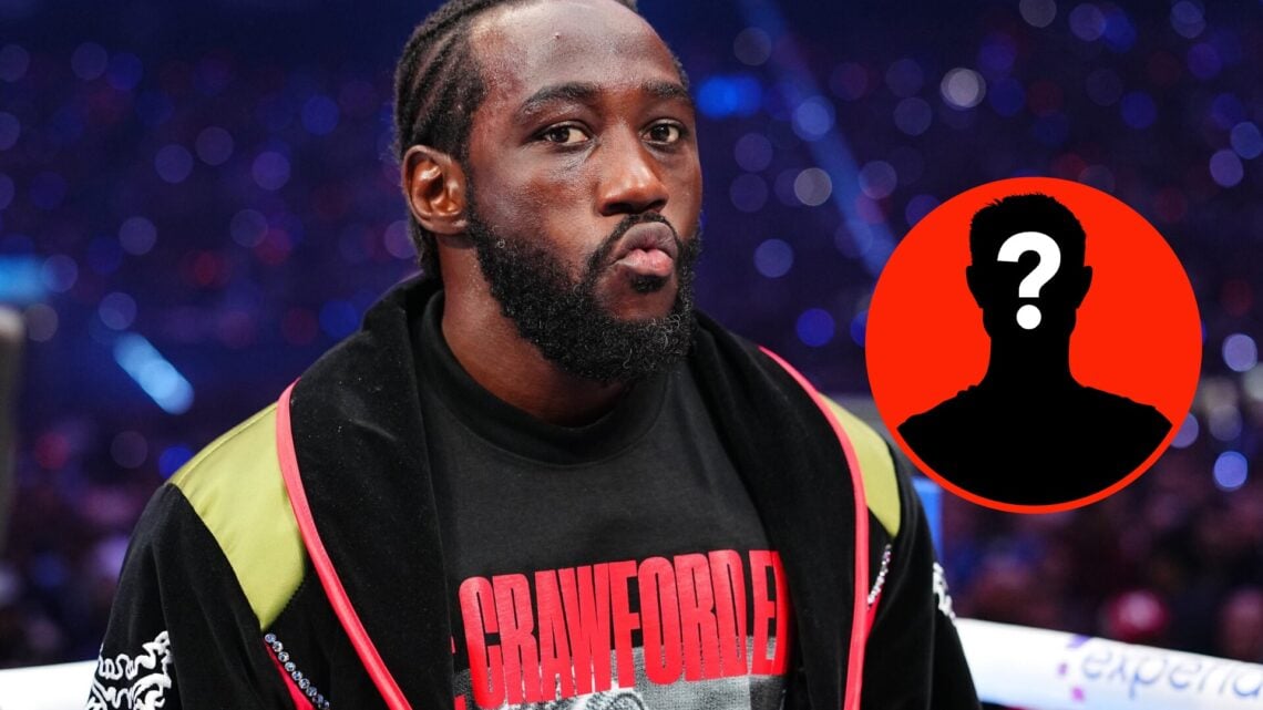 Center: Terence Crawford stands in the ring before his undisputed super middleweight title fight with Canelo Alvarez in September, 2025. Insert: My...