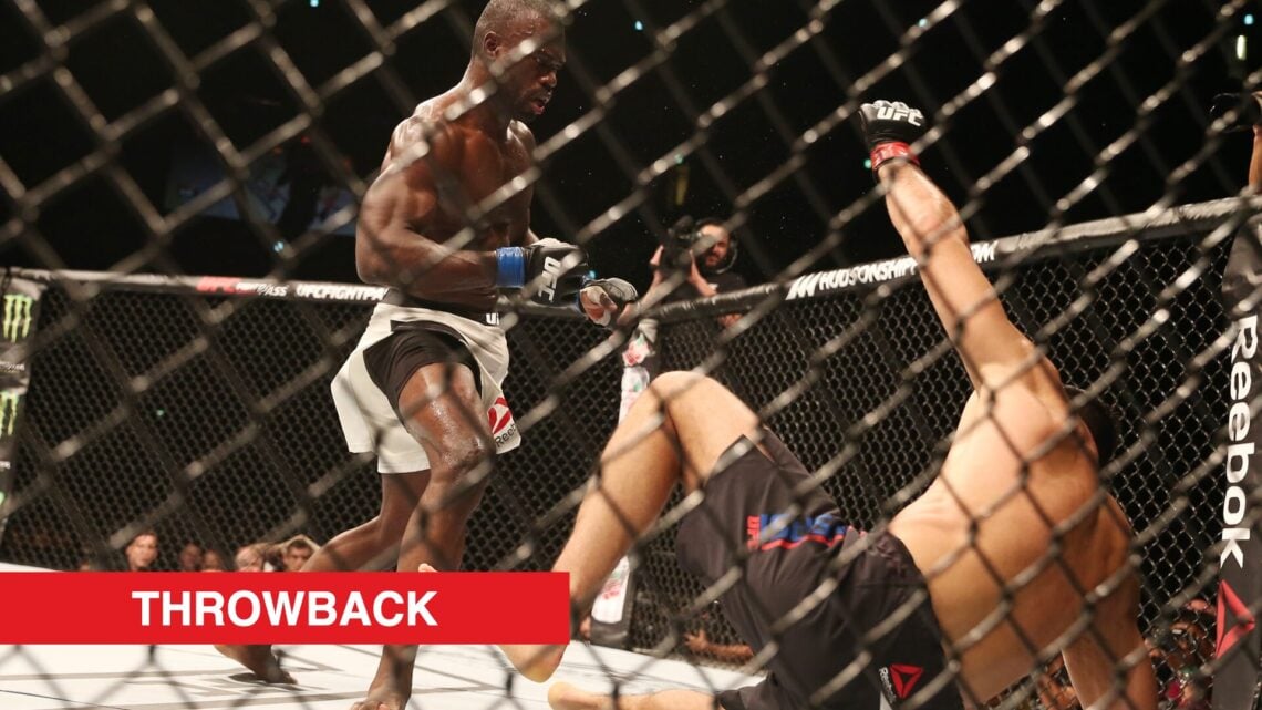 Uriah Hall knocks out Gegard Mousasi during their fight at UFC Saitama