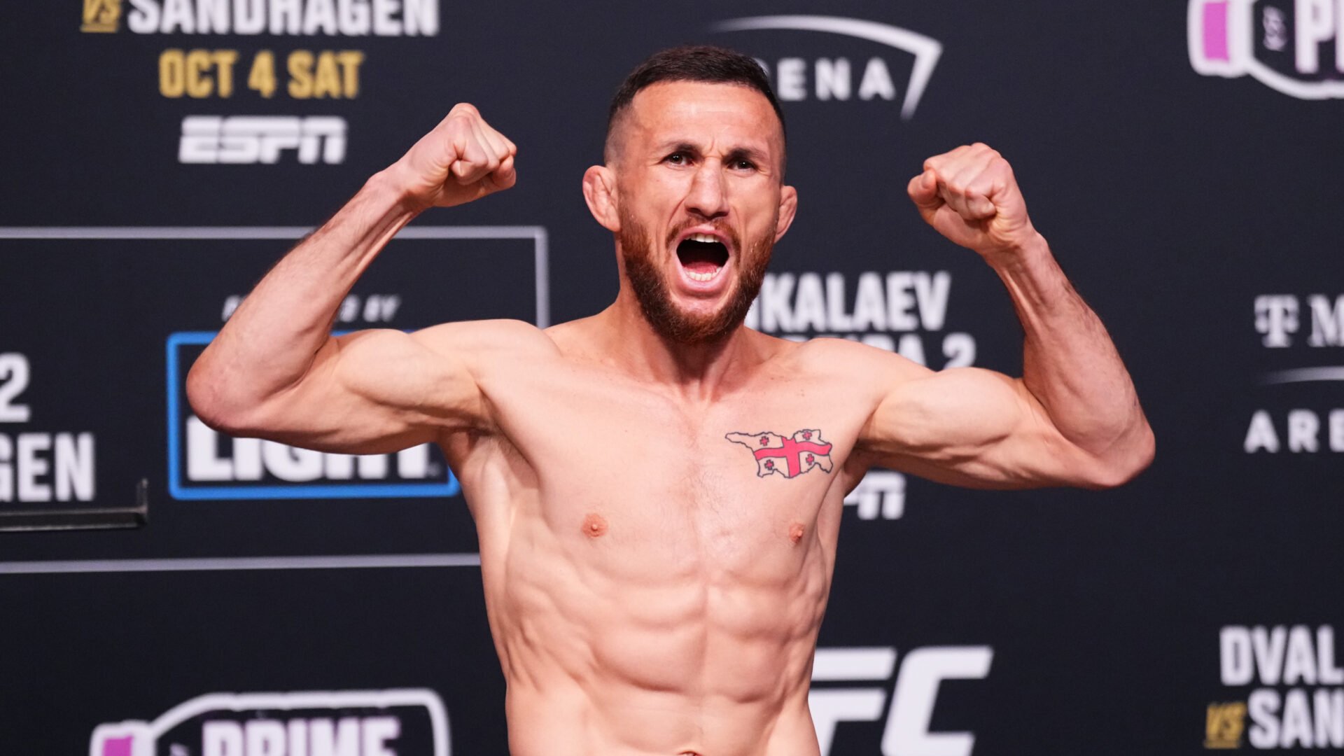 Merab Dvalishvili at UFC 320 weigh-ins