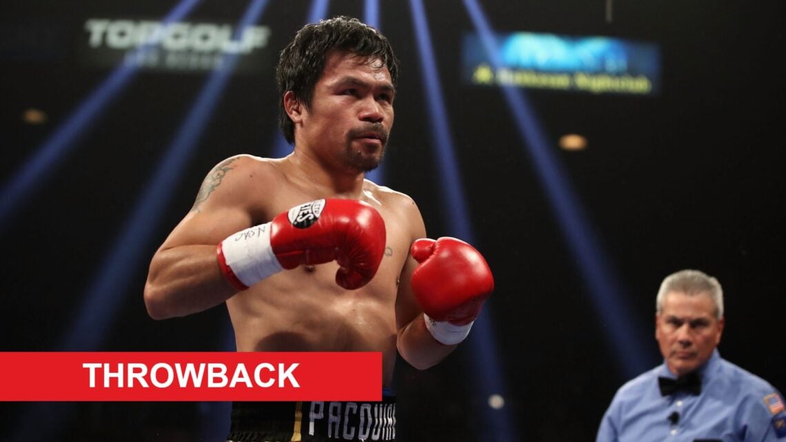 Manny Pacquiao in the ring during his WBA welterweight title fight with Adrien Broner in January, 2019.