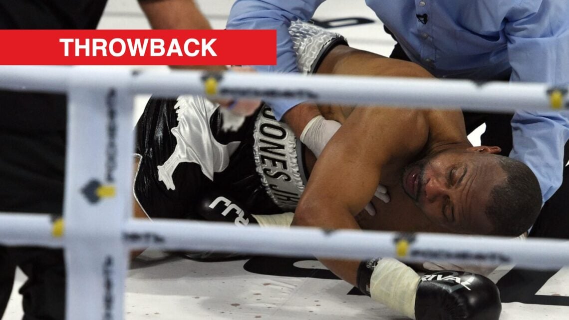 Roy Jones Jr. after being knocked out by Enzo Maccarinelli