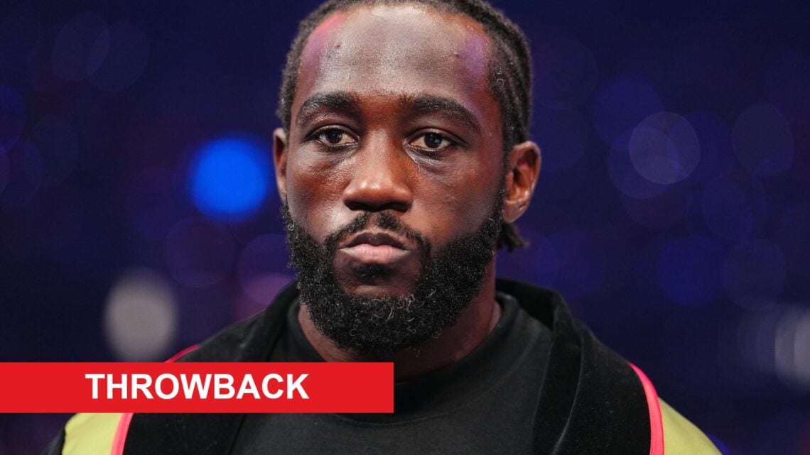 Terence Crawford in the ring ahead of his undisputed super middleweight title fight with Canelo Alvarez in September, 2025.